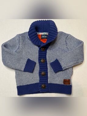 Baker by Ted Baker Baby Cardigan Sweater 6–12M Blue Cotton Knit Button Front